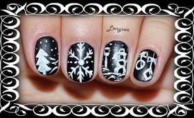 Chalkboard Winter Mix Nail Design (for short nails) - Day 9