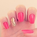 Matte Pink and Gold Glitter Nails!