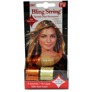 Bling String 500' Hair Tinsel with Clips - Hologram Gold/Orange