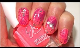 Hot Pink Tribal Ombre Inspired Nails- Julie G