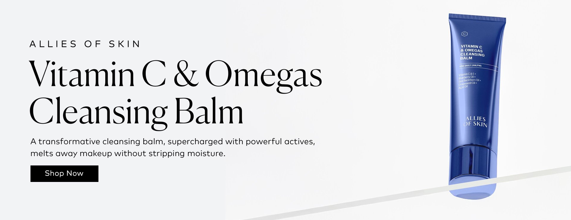 Supercharged with active and replenishing ingredients, this transformative cleansing balm turns into a luxurious milky oil texture to melt away stubborn makeup without stripping moisture. Shop the Allies of Skin Vitamin C & Omegas Cleansing Balm at Beautylish.com