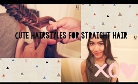 Quick Hairstyles For Straight Hair! (Fishtail and Half-Do)