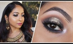 EASY Silver Halo Glittery Eyemakeup For DIWALI/Indian Wedding | Stacey Castanha