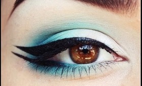 Double Winged Eyeliner and Gradient Aqua makeup tutorial