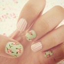 Floral and Striped Nails