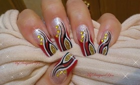 Abstract Red French with Gold, Black and White - ♥ MyDesigns4You ♥