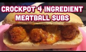 4 Ingredient Crockpot Meatball Subs!