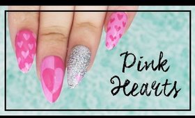 Pink Hearts nail art