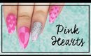 Pink Hearts nail art