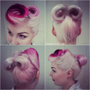 Vintage hair bow victory rolls