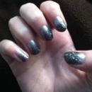 Grey Sparkle Ombré Nails