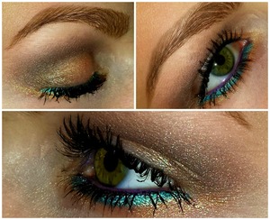 A big thank you to my boyfriend's sister, Shelby, for being my model and choosing the eye liners that she wanted to use!

1.) Used UD's Naked palette to apply shadows to the lid, crease, brow bone, and lower lash line.
2.) Applied UD's 24/7 Glide-On Eye Pencil in "Electric" to line the lower lash line as well.
3.) Applied a cream concealer to the water line and used "Betrayal" from UD's Vice 2 palette to, in essence, create my own eye liner.