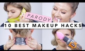 TOP 10 MAKEUP HACKS (BEAUTY GURU PARODY) | Milabu