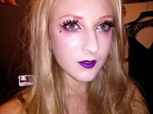 Pink brows and purple lips 
