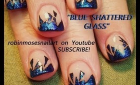 robin moses blue shattered glass nailart with eyeshadow short nail art tutorial design 714