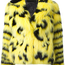 Versace fox fur jacket black and yellow