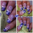 Purple French Tip Nail Art Design-Summer Floral 