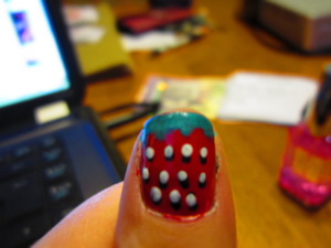 x2 with strawberry nails :) blurry kinda. but im slowly getting better i think :)