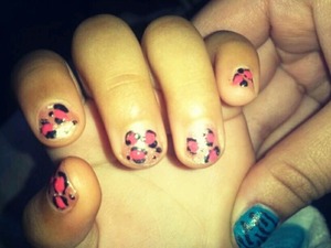 I babysit a three year old and she loves getting her nails done so I did a pink girly leopard print! :)