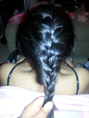 French braid on my sisters hair