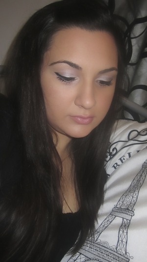 Day look - natural base and lips with a silver defined eye.