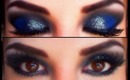 Azul profundo para noche / Glitter black and silver on deep blue eyemakeup