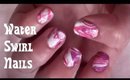 Pink Water Swirl nail art for short nails!