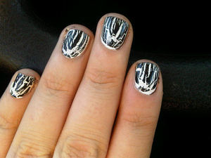 Zebra-esque nails using OPI Black Shatter Polish