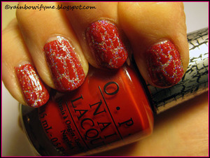 OPI ~ Red shatter.
I've reviewed this crackle on my blog, here: http://rainbowifyme.blogspot.com/2011/10/opi-red-shatter.html