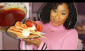 SEAFOOD BOIL WITH BLOVES SEAFOOD SAUCE! LOBSTER TAILS AND CRAB!