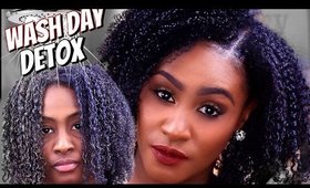 NATURAL HAIR DETOX WASH DAY with ONE BRAND ONLY! | Shlinda1