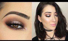 Brown & Pink Glitter Halo Smokey Eye | Valentine's Day Makeup Tutorial