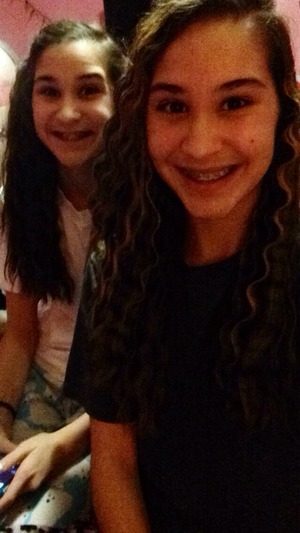 Crimped me and my twin sisters hair(: