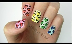 Rainbow Heart Leopard Nails