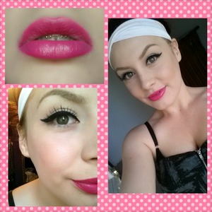 winged eyeliner & hot pink lips