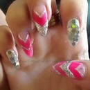 Pink neon silver nail tutorial