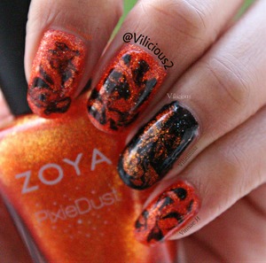 ♡ Hi. :) This is a orange & black drag marble design. For this design I used Zoya Dhara & Sinful Colors Starry Night. ♡ 
