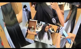 Detailed Silk Press On Extremely long and Curly Natural Hair