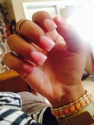 Done with natural tips and light pink acrylic 