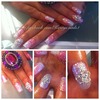 Pink And White Glitter Acrylics With 3D Crown