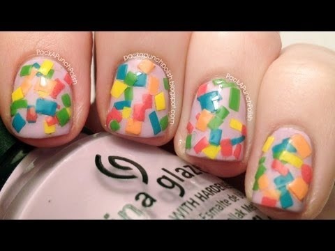 Confetti Squares Nail Art Tutorial | PackAPunchPolish Video | Beautylish