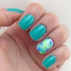 Teal Gel Nails - Marble Technique