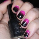 Pink and Black Gradient Nails