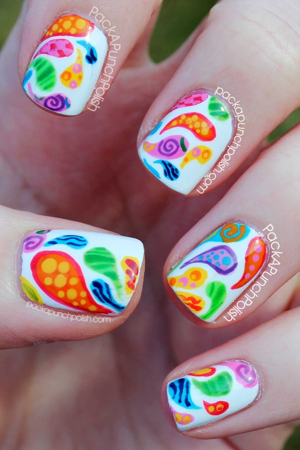 Colorful Patterned Paisley Nail Art Samantha S.'s (packapunchpolish