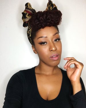 Black Rosie the Riveter!   As per usual I began with @simpleskincare protecting lightweight moisturizer, @elfcosmetics Poreless Face Primer. So I always start off filling in my brows to frame my face using @essence_cosmetics brown brow pencil and @maccosmetics eye pencil in Coffee. @nyxcosmetics eyeshadow primer in vivid white @bhcosmetics 5th edition 120  eyeshadow palette , gel eyeliner in Onyx. Used @yanicareproducts lip balm to give a moisturized soft look and feel to my lips, @morphebrushes 20CON Palette as my contour and highlight. @maybelline fit foundation in 332 and Illegal length mascara in black.  @morphebrushes  and @realtechniques brushes on this entire look. HAIR: I used @yanicareproducts to oil my scalp and moisturize my hair and put my hair in a roll in the back and rolled the front bang and secured with a Bobby pin .  Enjoy and recreate this look 💋 #maybelline #eyebrows #cantu #undiscovered_muas #maccosmetics #bhcosmetics #dallasmua #houstonmua #nyxcosmetics #myhaircrush  #wingedeyeliner #naturallyshesdope #teamnatural_  #makeup #houstonmua #dallasmua #4chairchicks #benaturallychic #realtechniques #makeupforblackwomen #myhaircrush #kinky_chicks1 #brown #womenofcolor #returnofthecurls2 #YaniCareproducts #follow #morphebrushes #afropunk #selfie #lookoftheday #entrepreneur