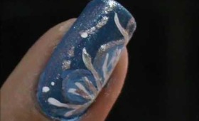 Blue Flower Blossoms ! easy nail art for short nails- nail art tutorial- nail design for beginners