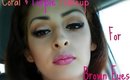 Coral & Purple (Mauve) Makeup Tutorial for Brown Eyes