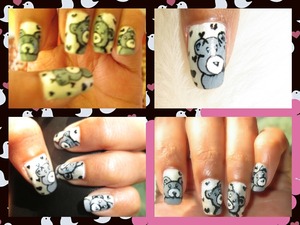 teddy nail art ( acraylic )