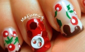 Juicy Cherry on Chocolate Tips Nail Art - Kirakiranail Contest Entry