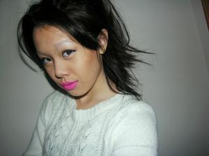 Playing with pink lipstick!